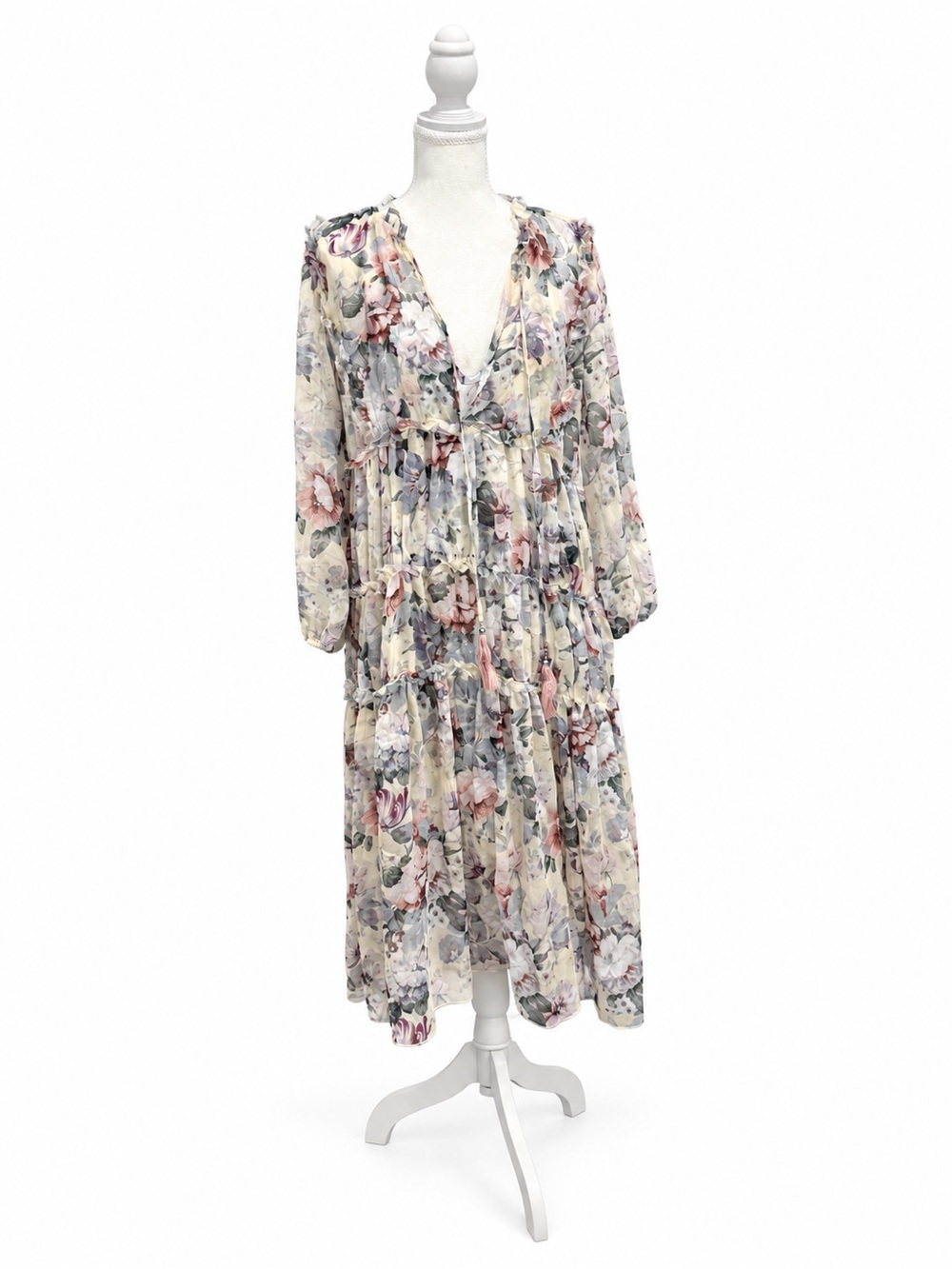 OPT Floral Ruffle Tiered Maxi Dress Size M